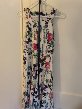 Tommy Hilfiger White Floral Maxi Dress with Pink & Green Accents
